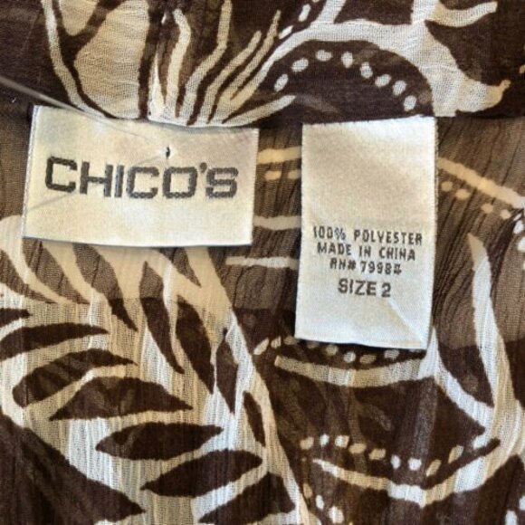 Chico's Brown Tropical Swim Cover Tie Front Sheer Beach Size 2 Marianne MSRP$108 - Picture 5 of 12